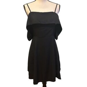 J.O.A. Black Off Shoulder Ruffle Fit & Flare Dress M